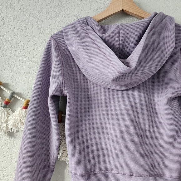 Aritzia TNA Thermal Knit Purple Full Zip Cropped Hooded Sweater Basics Lounge S - Picture 8 of 9